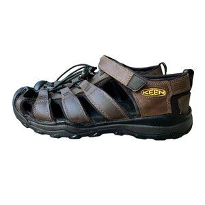 KEEN Whisper Sandals Leather Men's Youth Dark Brown Size 5 Outdoor Hiking